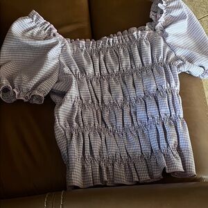 Chic Gingham Puff Sleeve Blouse